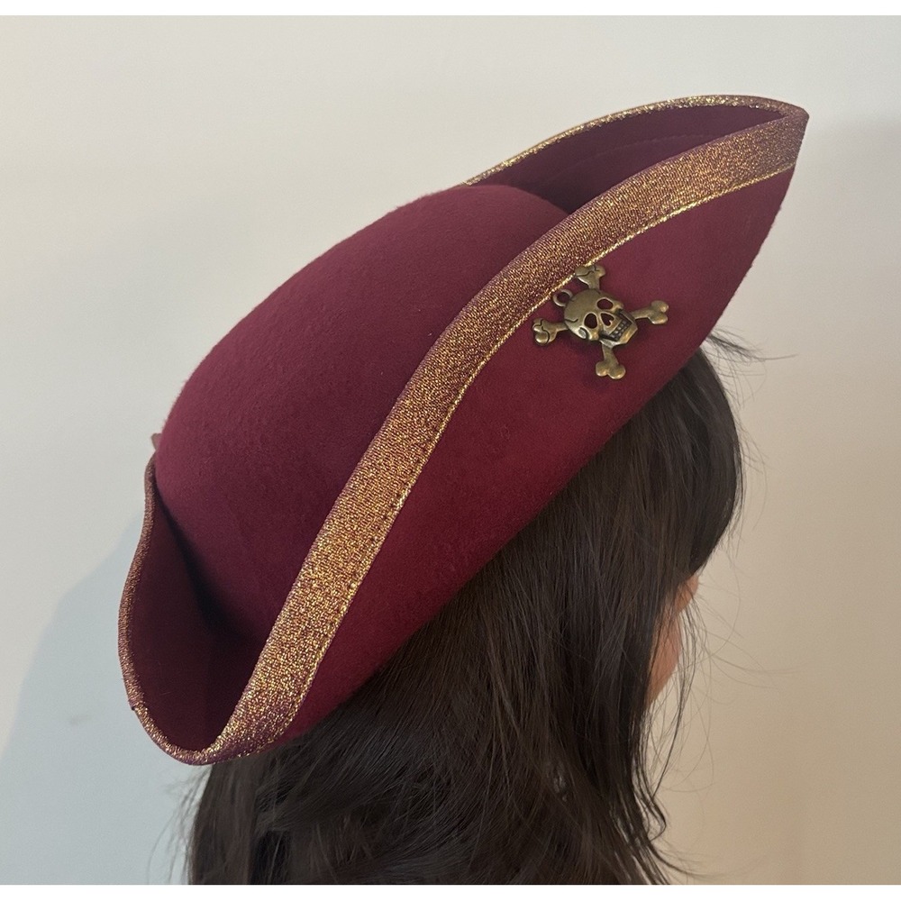 Disney Parks Pirates of the Caribbean Hat CHILD 2-4 Years Burgundy NO FEATHER